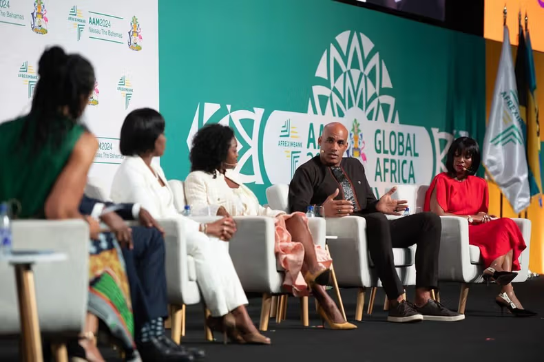 Genevieve sits at the extreme right during the panel discussion/Afreximbank