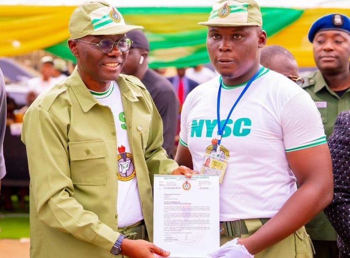 Governor Sanwo-Olu was at the passing out parade of the corps members/Instagram @jidesanwoolu