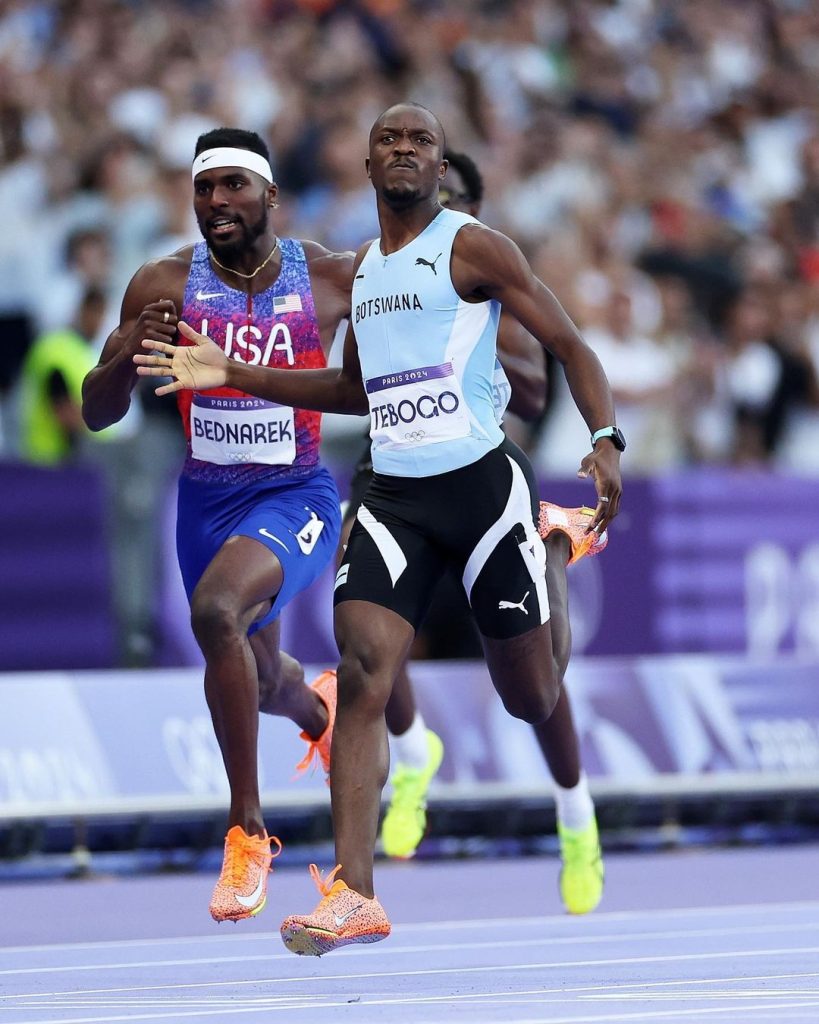 Tebogo beat the American duo of Kenny Bednarek and Noah Lyles to win in 19.46 seconds/Instagram @olympics