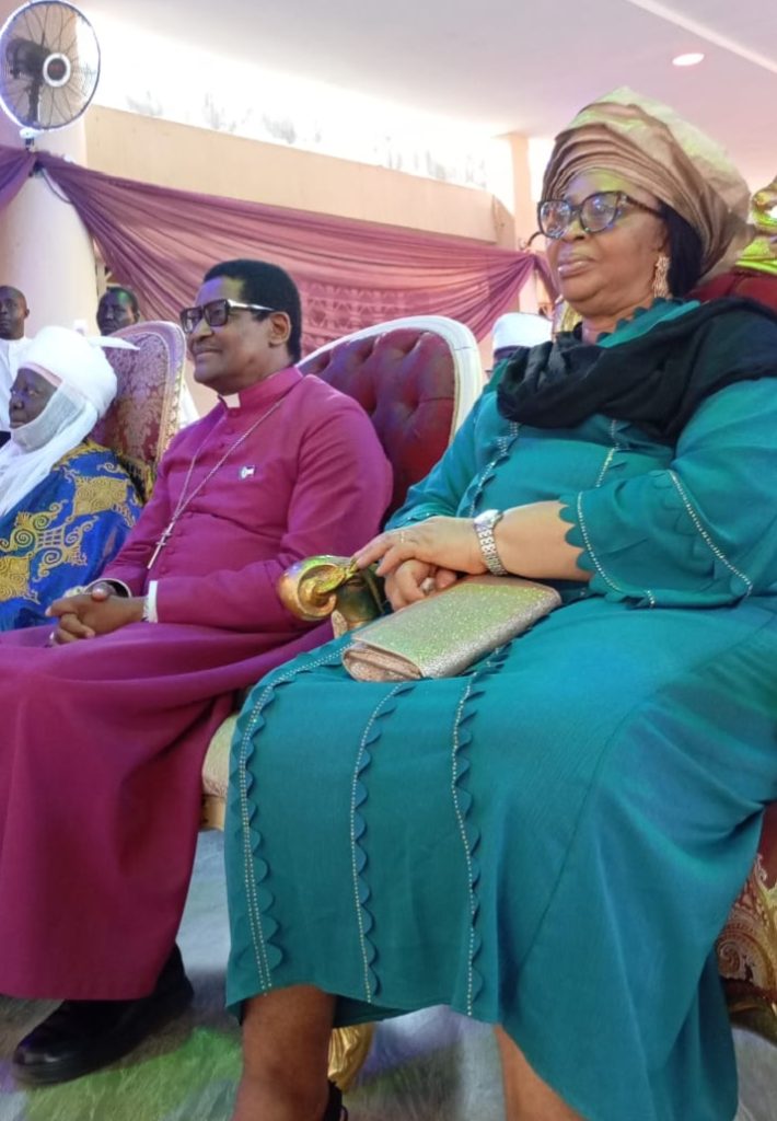 The Primate and his wife, Angela Ndukuba, during a visit to traditional leaders in Kaltungo, Gombe State, as part of the 25th anniversary celebration of the Diocese of Gombe/Lionscrib