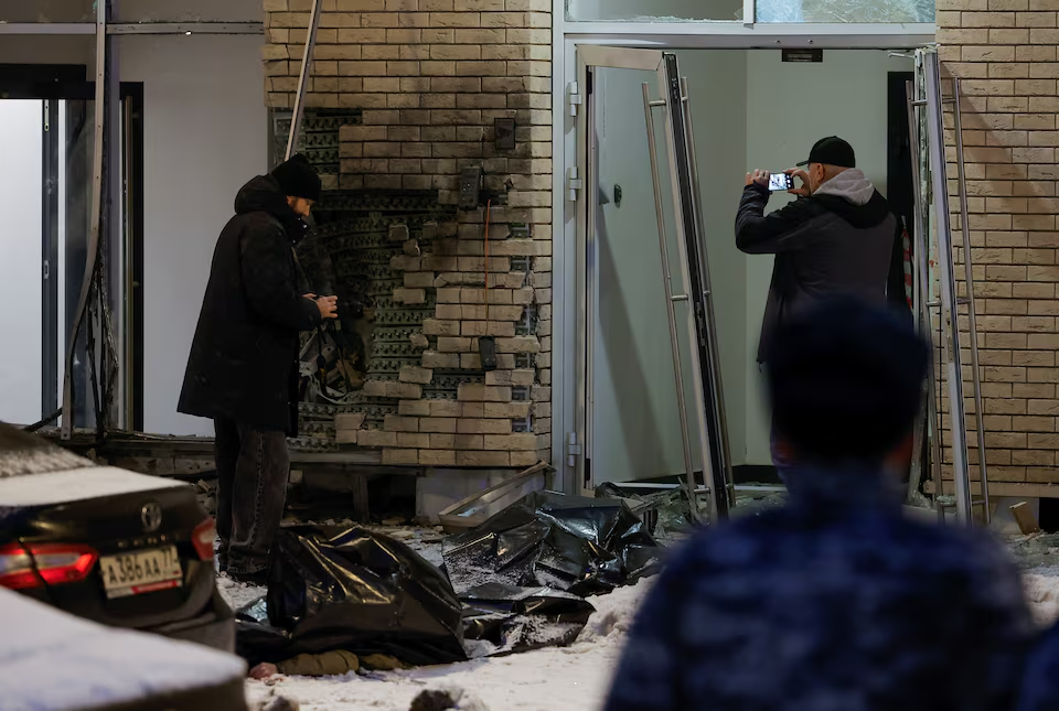 Images showed shattered windows and scorched brickwork/Reuters